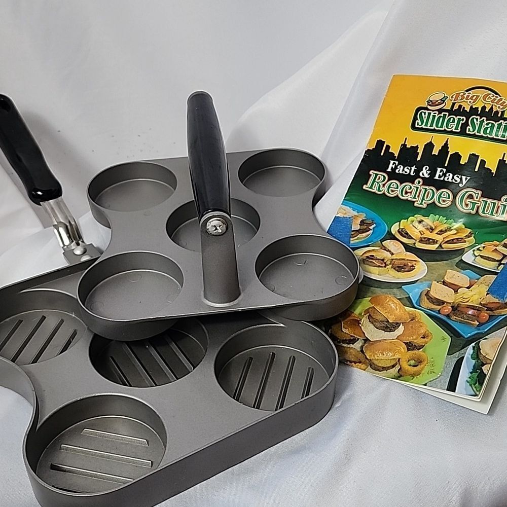 Big City Slider Station Burger Press & Recipe Booklet Kitchen Chef